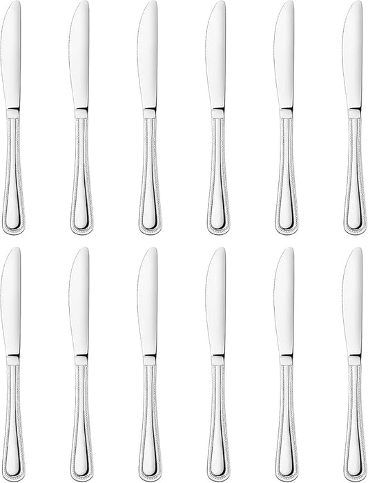 New Star Foodservice 58444 Bead Pattern, Stainless Steel, Dinner Knife, 8.5-Inch Set of 12