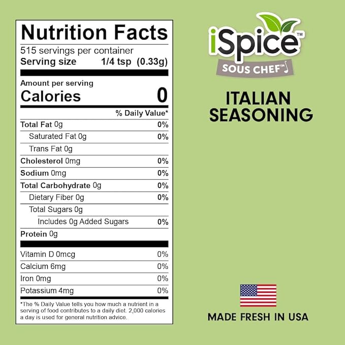 iSpice AUTHENTIC ITALIAN SEASONING | Add lots of flavor to your chicken, meat, steak, and vegetables | Ready to use as is | 2.7oz (76g)