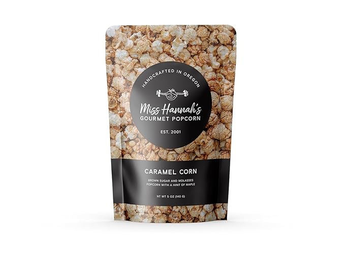 Miss Hannah's Gourmet Caramel Corn - Classic Crunchy Popcorn with Brown Sugar, Molasses & Maple | Gluten-Free, Dairy-Free, Vegan Snack - 16oz (3 Pack)