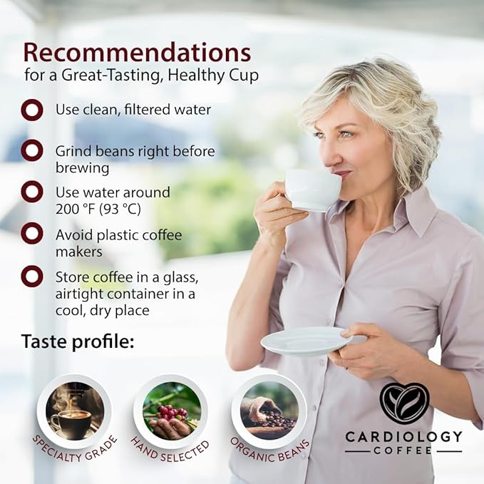 Cardiology Coffee ??Whole Bean Coffee ??USDA Certified Mold-Free 12oz Premium Light Roast Organic Coffee Beans with Antioxidant Benefits ??Perfect for Heart Healthy Lifestyle