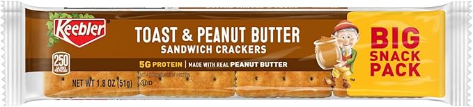 Keebler Toast & Peanut Butter Sandwich Crackers Snack Pack, 1.8 Oz (12-Pack)