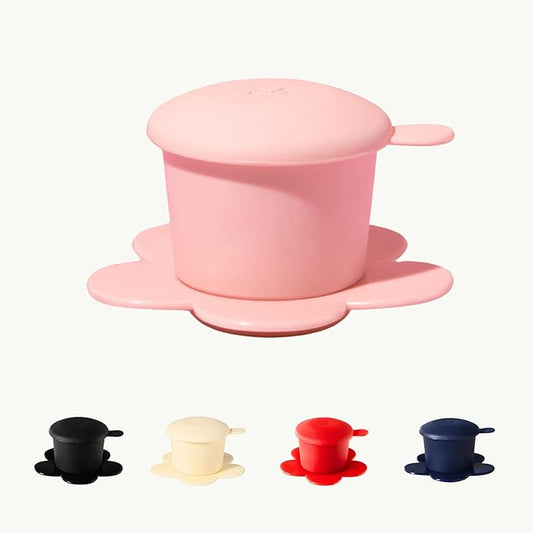??Pour Over Coffee Maker ??Vietnamese Coffee Dripper Phin Filter ??Single Cup Dripper with Flower Design ??Reusable Coffee Filter- Paperless Filter for Sustainable Brewing (Pink Pastel)