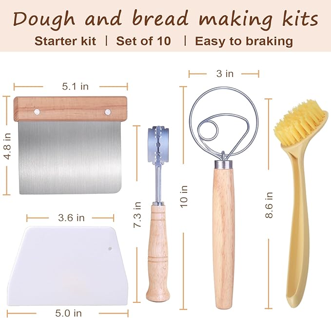 Banneton Bread Proofing Basket Set of 2, 9 inch Round and 10 in Oval, Sourdough Bread Baking Supplies, Bread Making Starter Kit, Proofing Baskets for Baking, Perfect Baker's Gift Set