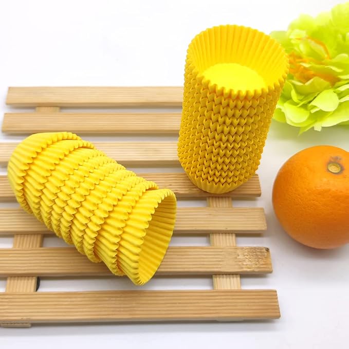 Yellow Mini Cupcake Liners Natural Greaseproof Paper Muffin Baking Cups, 500-Count