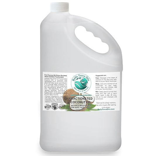 Bella Terra Oils Fractionated Coconut Oil (MCT Oil) ??1 gallon, Deeply Hydrating, Lightweight, Non-Greasy