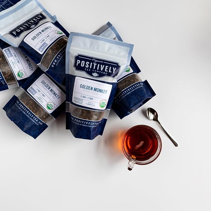 Organic Positively Tea Company, Golden Monkey Black Tea, Loose Leaf, 16 Ounce