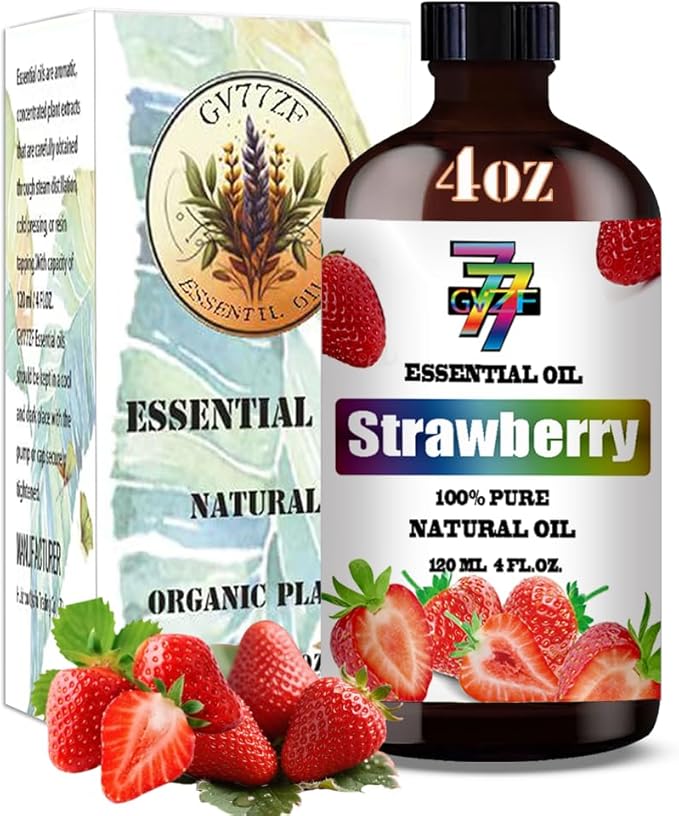 Strawberry Essential Oil (4 oz/120 ml) ??Strawberry Oils for Aromatherapy, diffusers, humidifiers, Home fragrances, DIY Skincare, soap Making, DIY Candle, Relaxation, Yoga, and Meditation