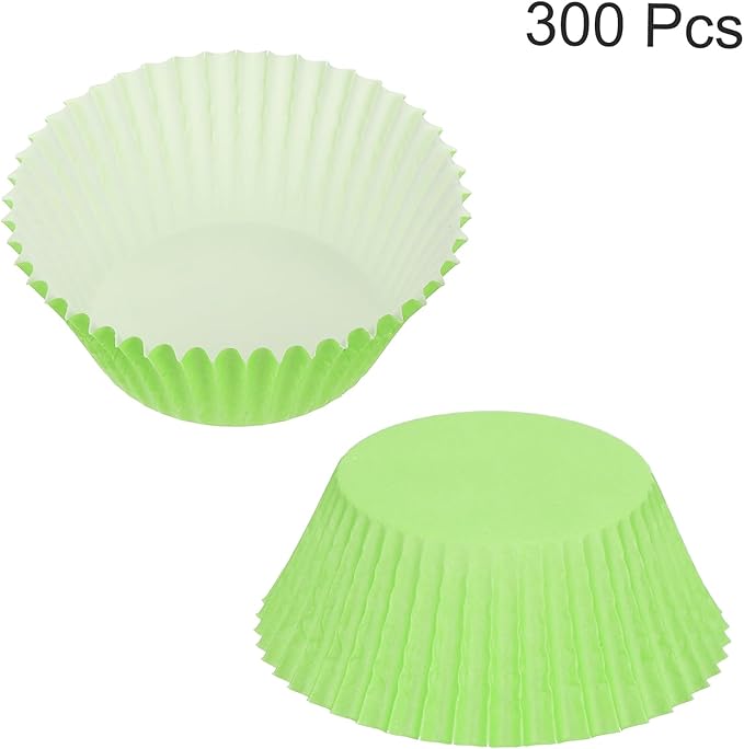 uxcell 300 Pcs Cupcake Liners, Muffins Paper Baking Cups Wrappers Standard Greaseproof for Baking Cupcake Wrapper, Light Green