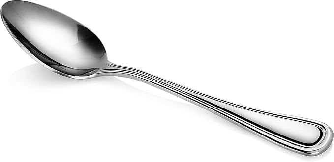 New Star Foodservice 58123 Slimline Pattern, 18/0 Stainless Steel, Dinner/Dessert Spoon, 7.25-Inch, Set of 12