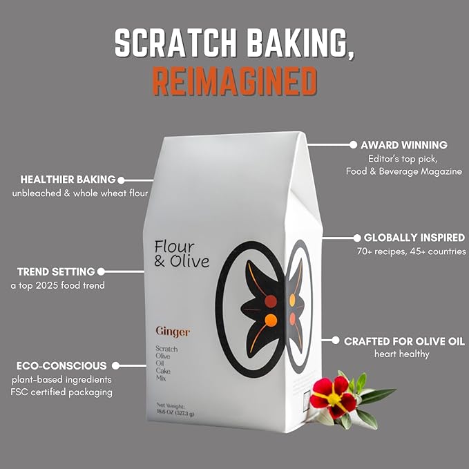 Flour & Olive ??Award Winning Gourmet Ginger Olive Oil Cake Baking Mix