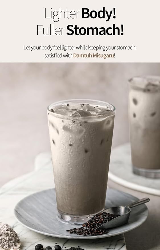 Damtuh Misugaru – Korean Black Mixed Grain Powder Drink, Traditional Multigrain Meal Replacement Shake with Black Rice, Black Beans & Sesame, 20g x 40 Sticks