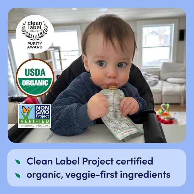 Cerebelly Organic Baby Food Pouches ??Dairy Free Smoothies for Toddlers | No Added Sugar, Fiber, Non-GMO | Toddler Smoothie Pouches | 4oz BPA-Free Baby Food | Purple Carrot Blueberry | 6 Count