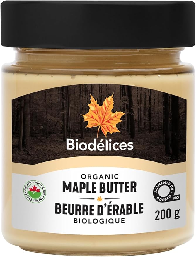 Biodélices Premium 100% Organic Maple Butter from Quebec - Pure Maple Butter Spread | 200g A Sumptuous Spread That Captures The Essence Of Quebec's Rich Maple Forests