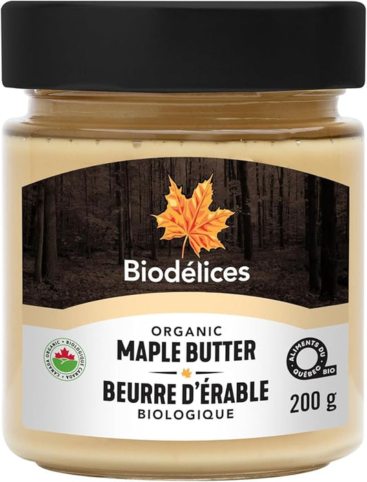 Biodélices Premium 100% Organic Maple Butter from Quebec - Pure Maple Butter Spread | 200g A Sumptuous Spread That Captures The Essence Of Quebec's Rich Maple Forests