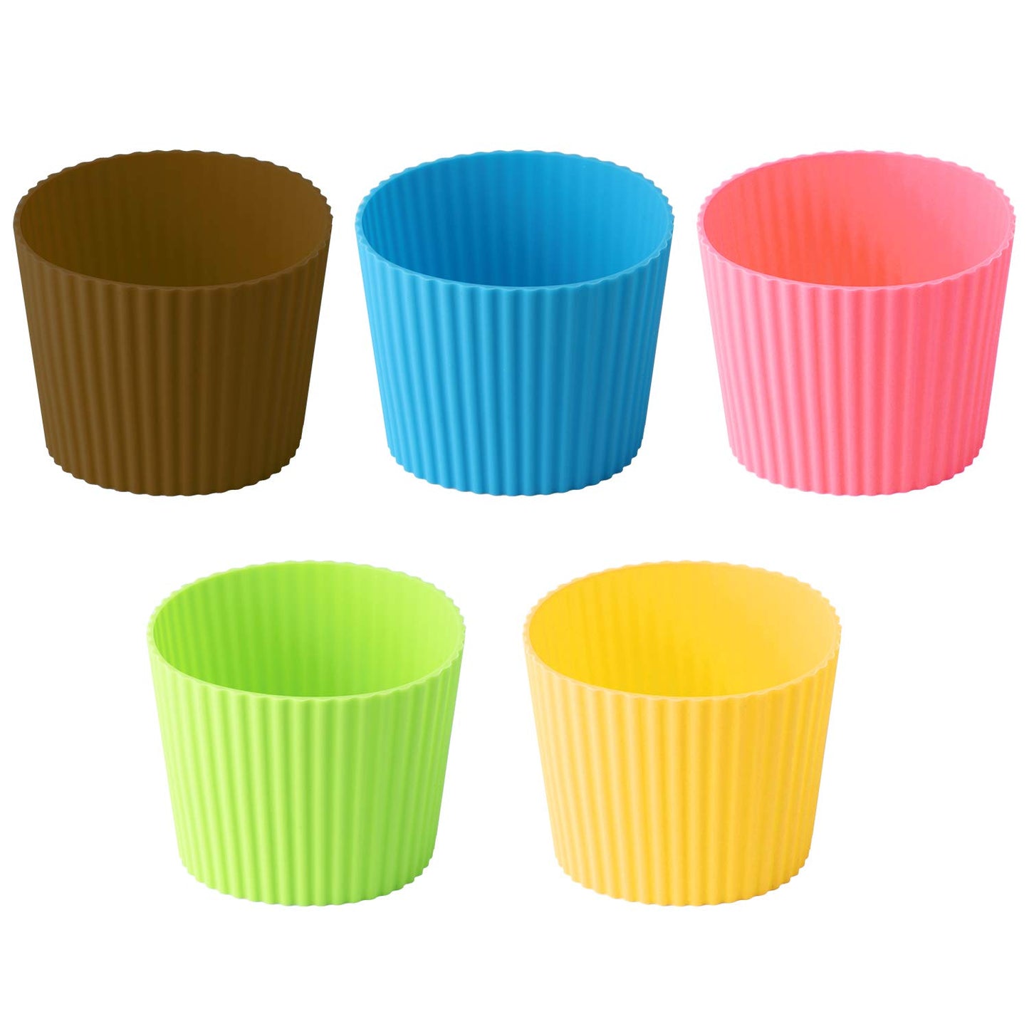 5pcs Assorted Colors Heat-resistant Silicone Nonslip Coffee Cup Sleeve,Resistant Reusable Glass