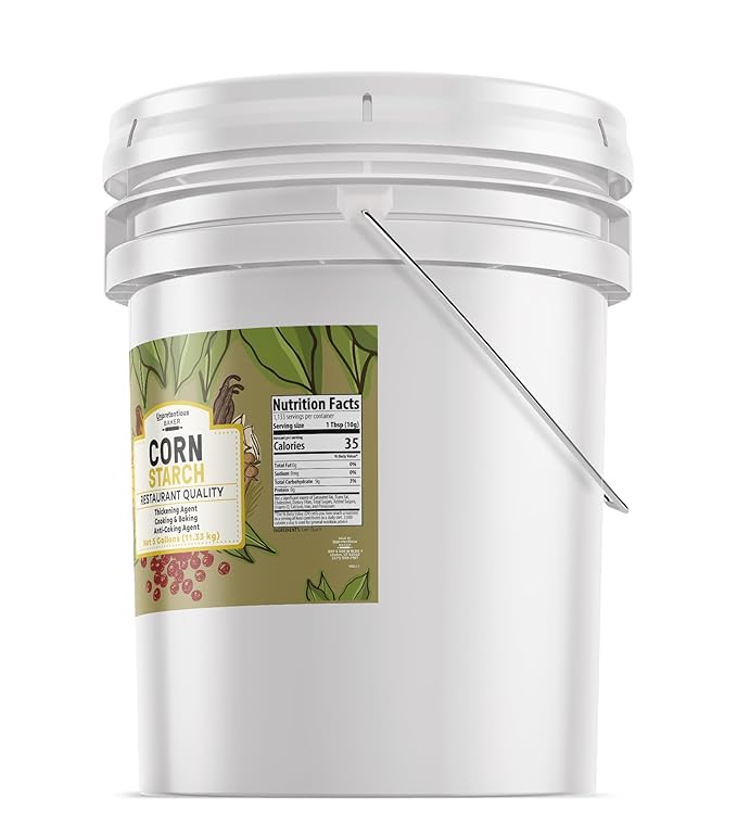 Corn Starch By Unpretentious Baker, Resealable 5-Gallon Bucket, Thickening Agent, For Bulk Baking & Cleaning Use (400 Ounces)