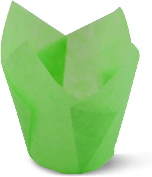 SimpleGood Green Medium Size Tulip Baking Cups Cupcake Liners Muffin Liners Greaseproof Paper 100