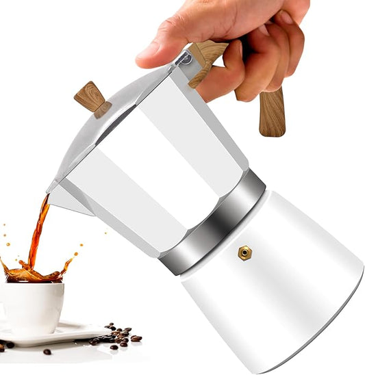 12 Cup Aluminum Moka Pot Classic Stovetop Espresso Coffee Maker 600ml 20oz Coffeemaker Percolator Mocha Express Preferred Cafe Makers for Italian and Cuban Cafì±?Brewing White