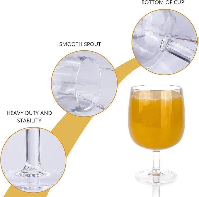 Yalin Set of 6 Unbreakable 12 oz Acrylic Plastic Wine and Water Tumbler Stackable Goblets. (Clear, 12 oz)