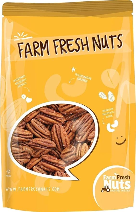 Whole, Shelled & Dry Roasted Georgia Pecans Unsalted (3 Lbs.) - Vegan & Keto Friendly - Oven Roasted in Small Batches for Added Freshness - Farm Fresh Nuts Brand