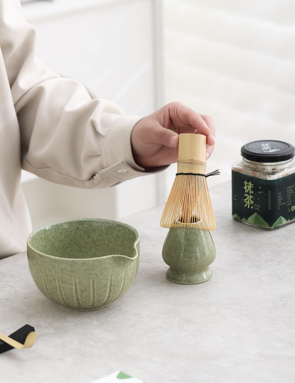 TANG PIN Matcha Set - Match Bowl and Whisk, 15 OZ Matcha Whisk Set