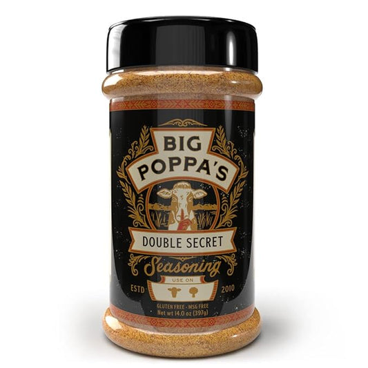 Big Poppa's Double Secret Seasoning - Irresistible Spice Blend for an Extra Kick of Flavor – Elevate your BBQ Game with This Steak Seasoning Mix for Tenderloin, Sirloin Steak and More! (14 Oz)