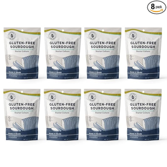 Cultures for Health Heirloom Sourdough Starter | 8 Dehydrated Packets for DIY Bread, Pizza & Pasta Dough | Non-GMO Prebiotic Baking Culture