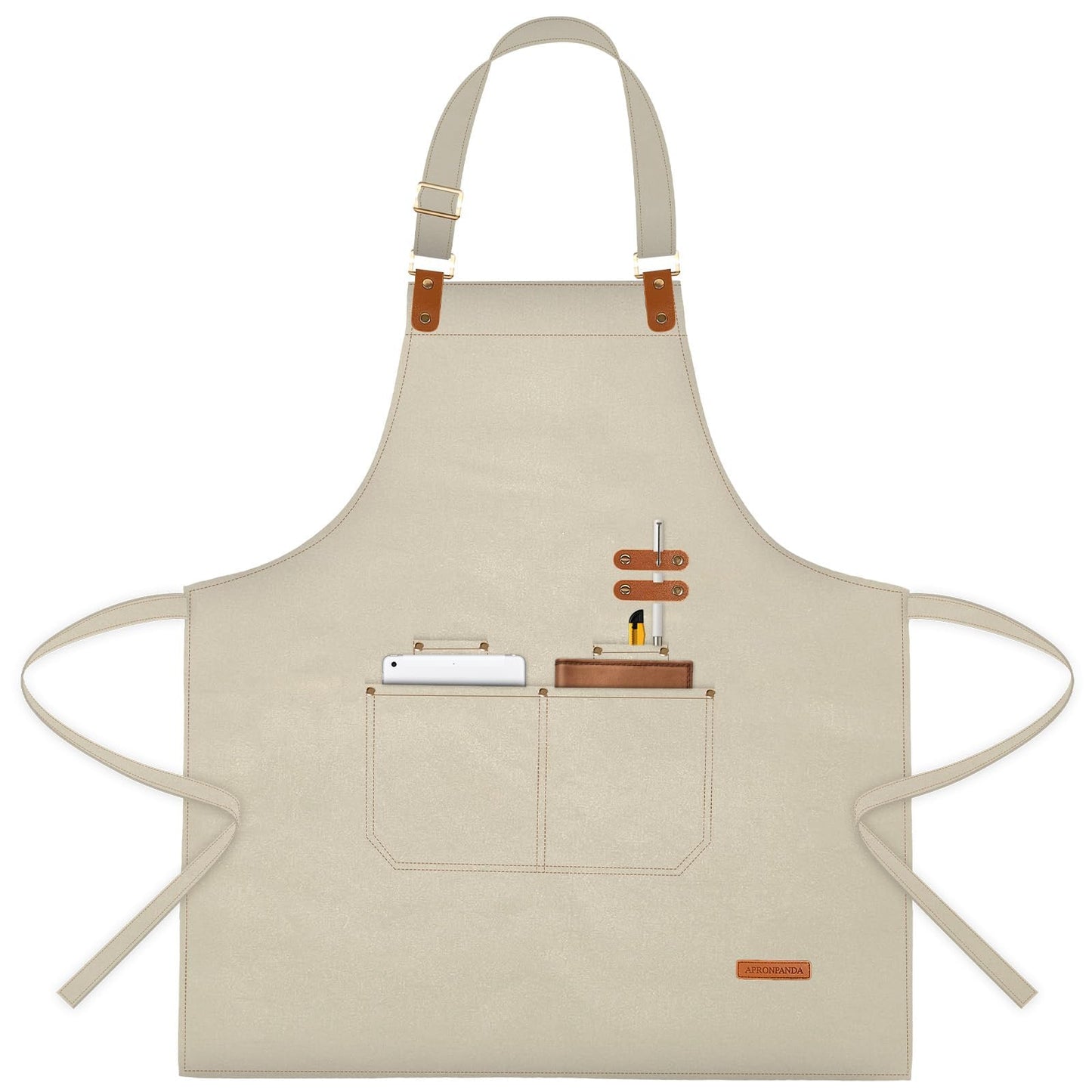 Chef Apron for Men Women with Pockets Adjustable Neck Strap, Heavy Duty Canvas Gardening Apron