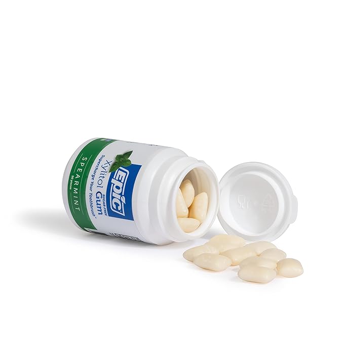 Epic 100% Xylitol Spearmint Chewing Gum - Sugar Free, Aspartame Free Dental Gum - Supports Oral Health & Fresh Breath - 50 Pieces