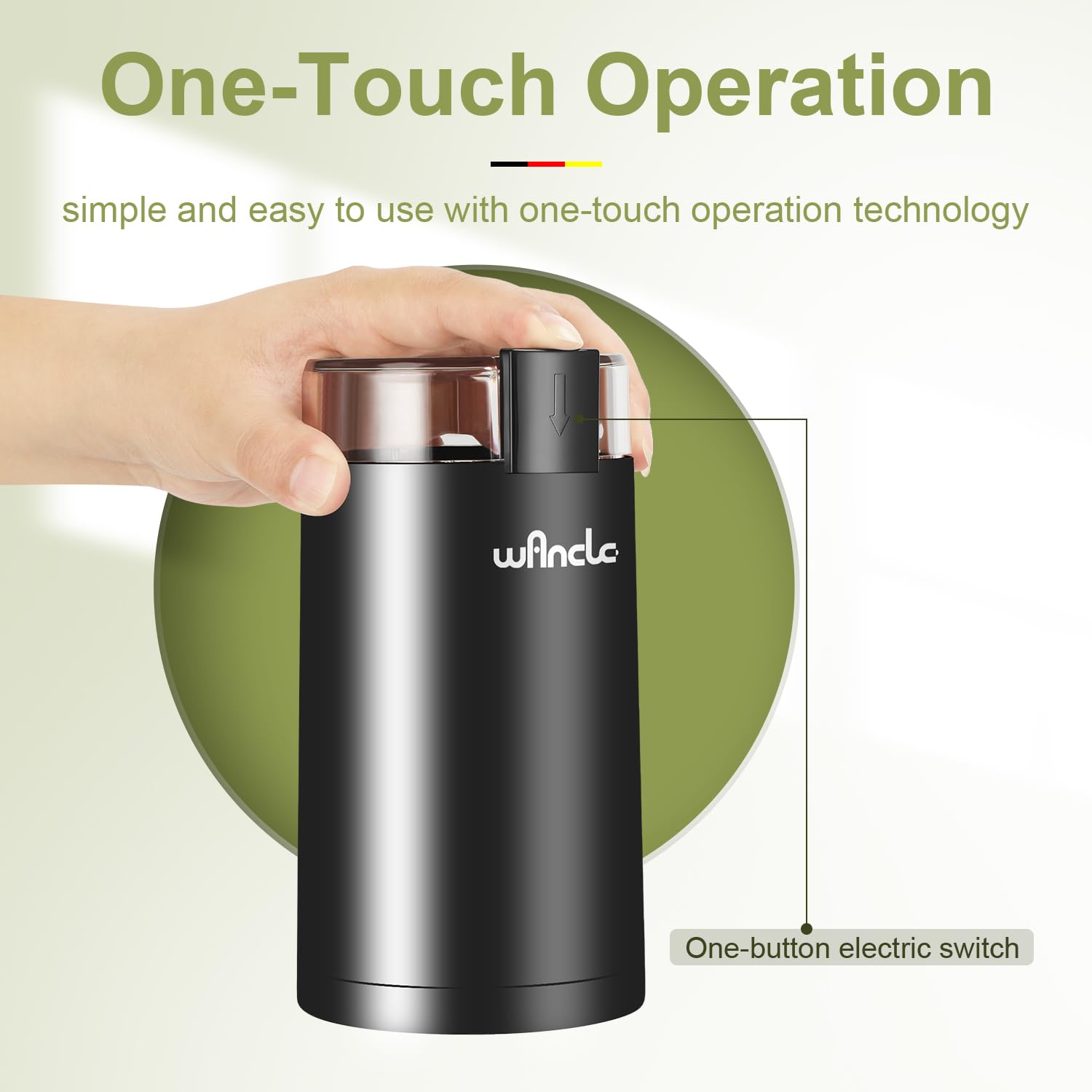 Wancle Electric Coffee Grinder, Spice Grinder, One Touch Coffee Mill for Beans, Spices and More