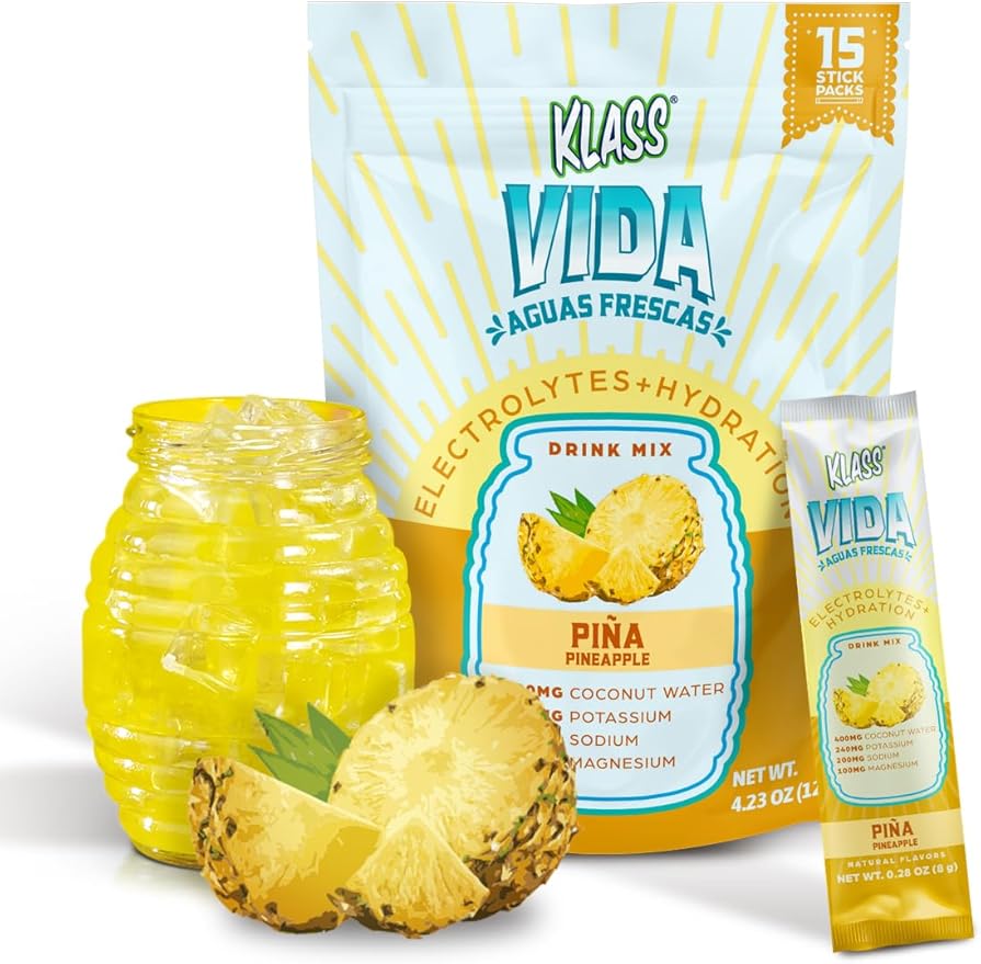 Electrolyte Drink Mix ??Pineapple Agua Fresca Flavor | Sugar-Free Hydration Powder with Coconut Water & Minerals | 15 Single-Serve Stick Packs, Low Calorie, Natural Flavor