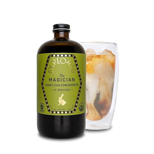 Explorer Organic Chai Tea Concentrate, Magician Spiced Honey, Drink Iced or Hot, 32 fl oz, Makes 8 Cups