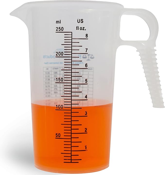 8oz 1 Cup Measure Pitcher with Convenient Conversion Chart??Food Grade - Great for Cooking, Home Hobbies, Aquariums, Pet Additives, Medical and Lab Chemicals with High Chemical Resistance by Turnah