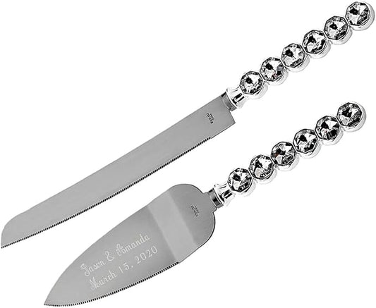 GIFTS INFINITY Personalized Wedding Cake Knife and Server Set Free Engraving - Valentine's, Wedding, Bithday (ST-101)