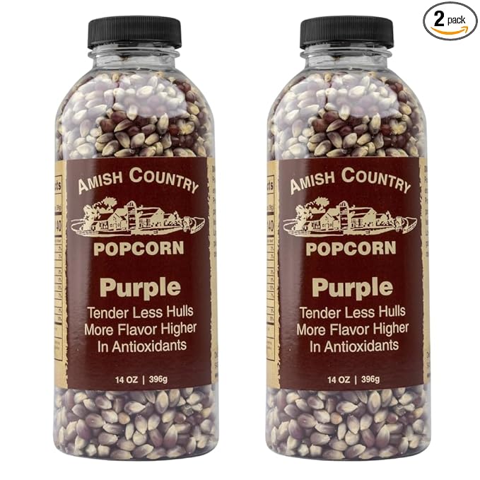 Amish Country Popcorn | 2-14 oz Bottles | Purple Popcorn Kernels | Old Fashioned, Non-GMO and Gluten Free (2-14 oz Bottles)