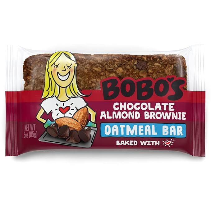 Bobo's Oatmeal Bars, Chocolate Almond Brownie, Gluten Free Vegan Whole Grain Oat Bars, Pack of 12