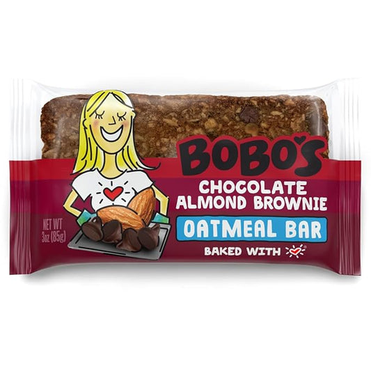 Bobo's Oatmeal Bars, Chocolate Almond Brownie, Gluten Free Vegan Whole Grain Oat Bars, Pack of 12