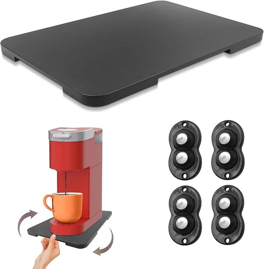 360째 Rolling Tray Bamboo Appliance Slider, Appliance Sliders for Kitchen Appliances Sliding Tray for Coffee Maker Appliances Mat Easily from Under The Cabinet Black(13.9"횞9.4")