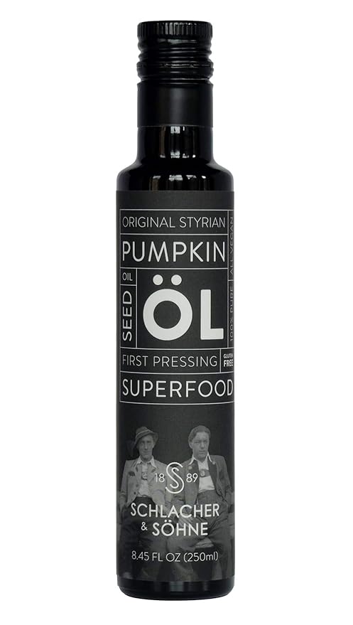 Schlacher & S철hne Styrian Pumpkin Seed Oil: 100% Pure, Cold Pressed, Non GMO, Gluten Free, Vegan, May Helps in Hair Growth, Made in Austria (8.4 FL OZ of 250 ml)