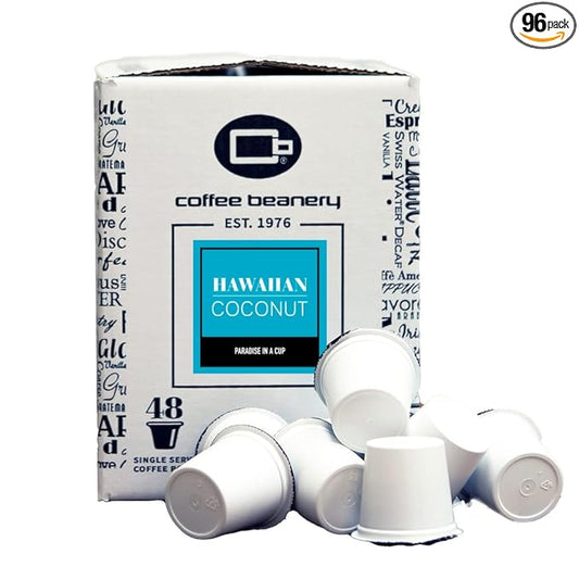 Hawaiian Coconut Coffee Pods by Coffee Beanery | 96ct Bulk Medium Roast Arbica Coffee