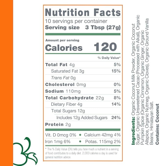 Bare Life: Instant Dairy Free Pumpkin Spice Hot Cocoa Mix - 10 Serving Pouch | Gluten Free, Vegan, Organic, Plant Based, Paleo, Soy Free, Corn Free, Lactose Free, Refined Sugar Free, Hot Chocolate, 9.52 oz.