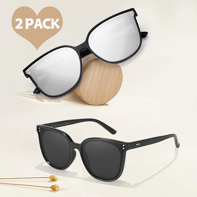 LVIOE Oversized Polarized Sunglasses for Women Trendy Large Cat Eye UV Protection Shade LS1627s