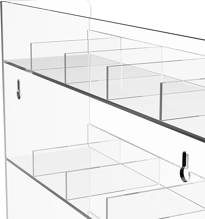 Acrylic Tea Bag Organizer, 3 Layers Tea Bag Holder for Tea Packets, No Assembly Required, Wall Mount Display Tea Caddy for Countertop or Cabinet, 15 Slots