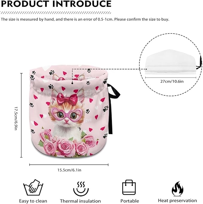 Cat Love Heart and Owl Kitchen Tea Pot Protector Cover Decorative Dust Proof Teapot Cover with Insulation Pad to Keep Tea Warm Sturdy Valentine's Day Decor for Home Kitchen
