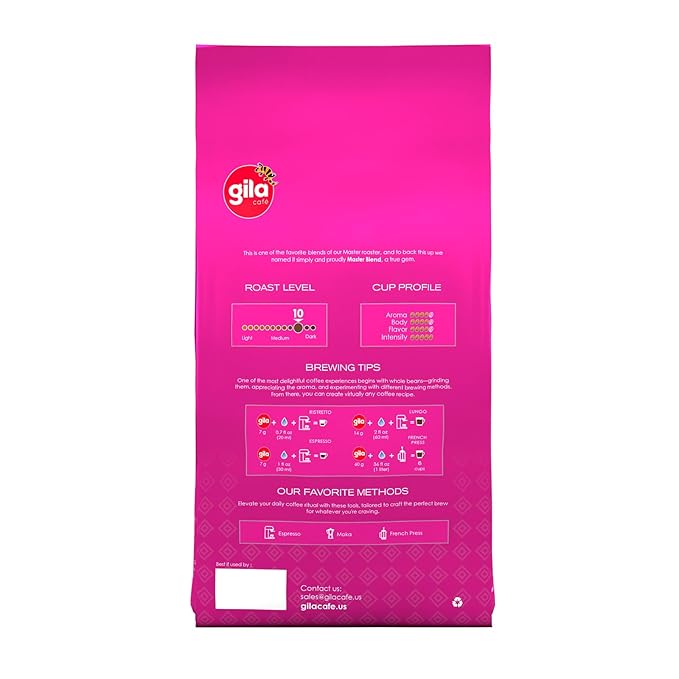 gila café Whole Beans Coffee Medium Roast Master Blend 32oz (1-Pack) - 100% Mexican Arabica Roasted Coffee Beans - Made with Coffeeberry - Chocolate, Vanilla, Hazelnut Notes
