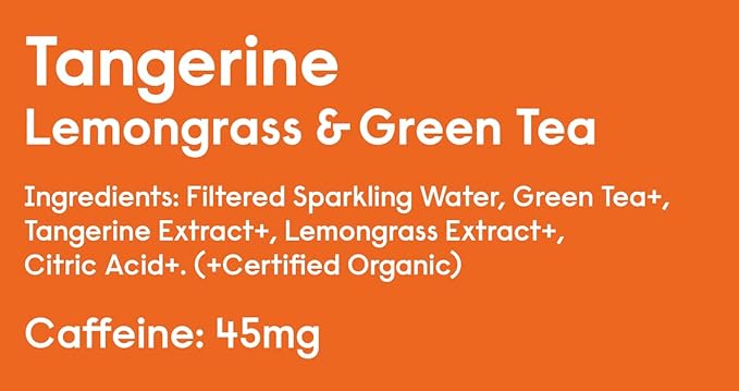 Sound Sparkling Water - Tangerine w/Lemongrass & Green Tea. Organic. Zero Calories. Zero Sugar. Non-GMO. Whole30. Clean Caffeinated Seltzer Water. 12 Fl oz (Pack of 12)