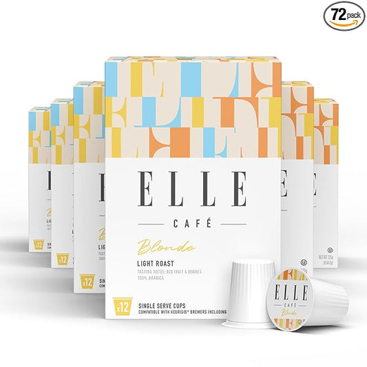 ELLE Café© K-Cup Pods - 72 Count - 100% Arabica Coffee, Flavor Blonde Roast - Single-Serve Coffee Pods
