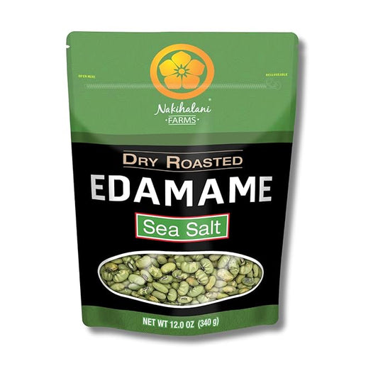 Dry Roasted Edamame Beans Snack by Nakihalani Farm ??Sea Salt (12 oz) Non-GMO Crunchy Soybeans Plant-based High Protein Snack for Adults & Kids Gluten-Free, Nut-Free, Vegan Snack in Resealable Bag