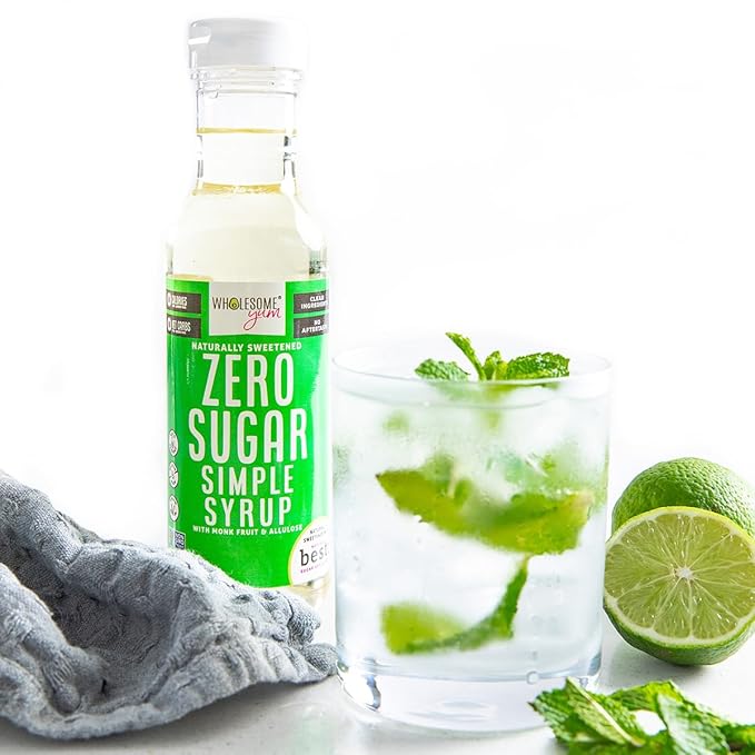 Wholesome Yum Keto Simple Syrup - Skinny Sugar Free Simple Syrup With Monk Fruit & Liquid Allulose - Natural Sweetener For Drinks, Cocktails, Coffee, & Cooking - Low Carb (12 fl oz, 2 Pack)