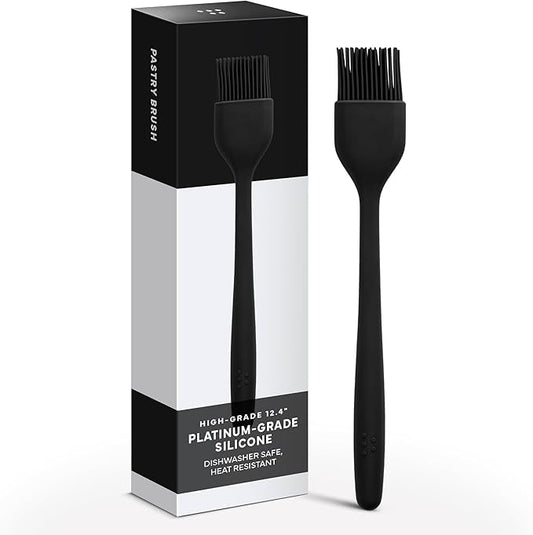 Misen Silicone Basting Brush – Dishwasher Safe, Heat-Resistant Pastry Brush – Ideal for Grilling, Baking, and Applying Sauces and Oils – High-Grade Silicone Coating - 12.4" Black